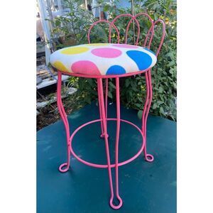 Vintage Vanity Chair Mid Century Upcycled Polka Dot